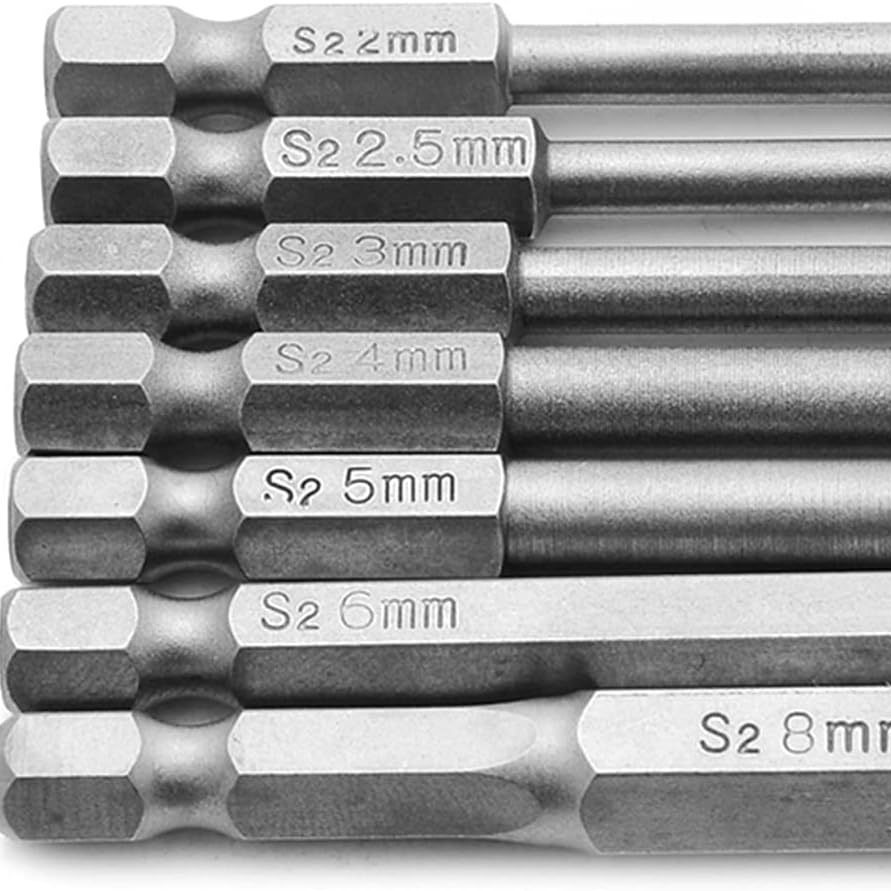 S2 alloy 1/4 handle screwdriver with hard ball head, air wrench, Allen wrench head, wrench tip, pneumatic wrench tip, hexagonal wrench Specification image