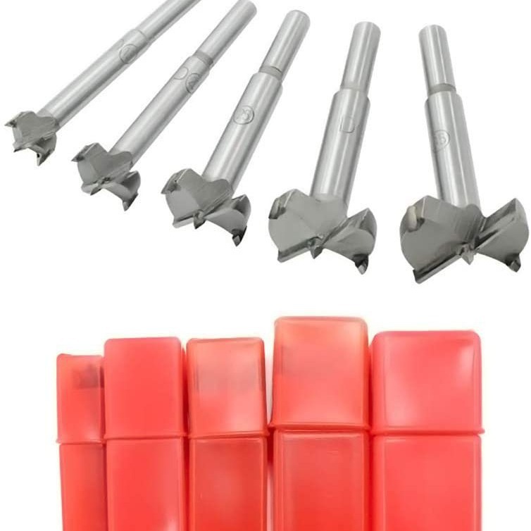 5-piece set of woodworking drill bits 15mm-35mm20 25 30 woodworking hinges round alloy opening set