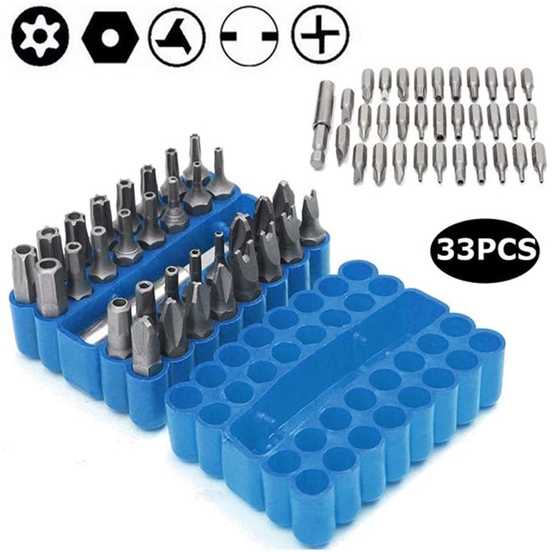 Electric screwdriver bit combination set, hexagonal plum blossom three-jaw and four-jaw one-head opening screw machine 33-piece set, electric drill accessories Item Picture