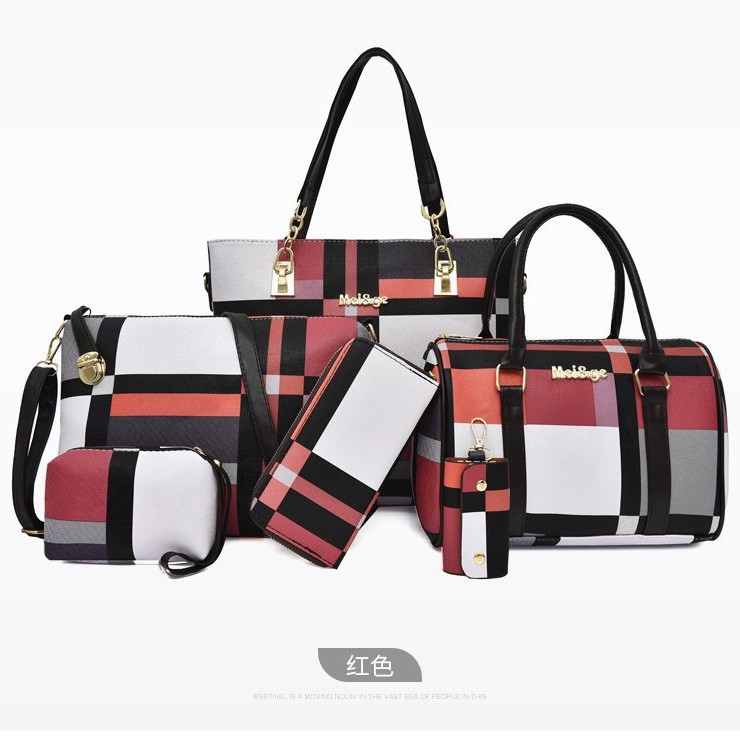Women's bag 2023 New style trendy European and American fashion letter hand-held bag shoulder crossbody bag six-piece set wholesale from the manufacturer Item Picture