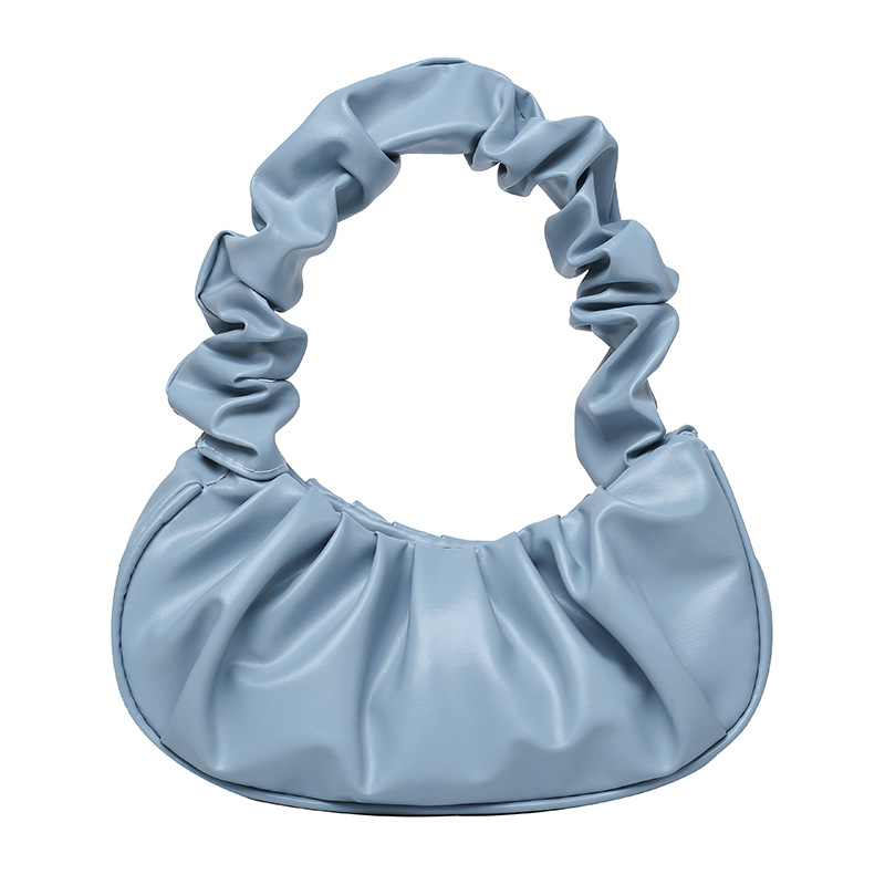 "Bag Girl 2022 New Korean-style single-shoulder dumpling bag, French bag, fashionable cloud bag, pleated hand-held armpit bag. Item Picture