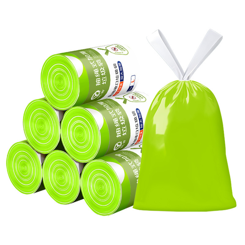 Mugwort mosquito repellent garbage bags, household hand-held drawstring bags, kitchen thickened medium and large-sized tear-free extra thick cleaning bags Item Picture