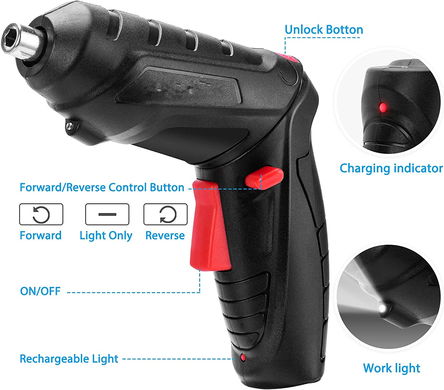 Nanrui electric screwdriver, small and mini rechargeable household screwdriver, high-torque precision electric screwdriver tool set Specification image