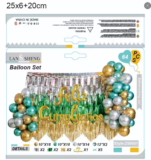 Foreign trade party decoration supplies: Spanish birthday, Happy aluminum film balloon set, party latex balloons detail image 5