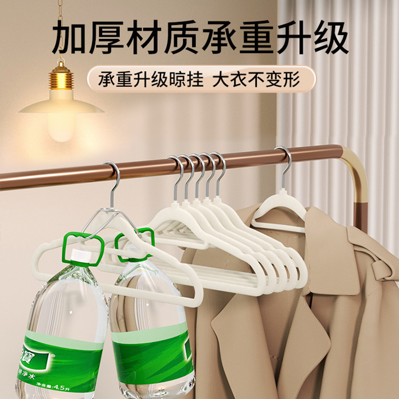 Cross-border flocking clothes rack, wardrobe wholesale, household hanging clothes, anti-slip and traceless shoulder corner clothes drying rack, dry and wet dual-purpose clothes support Specification image