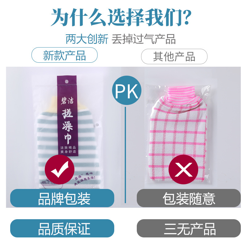 碧洁新品男女沐浴搓澡巾洗澡巾搓背沐浴条纹手套澡巾洗浴 details Picture
