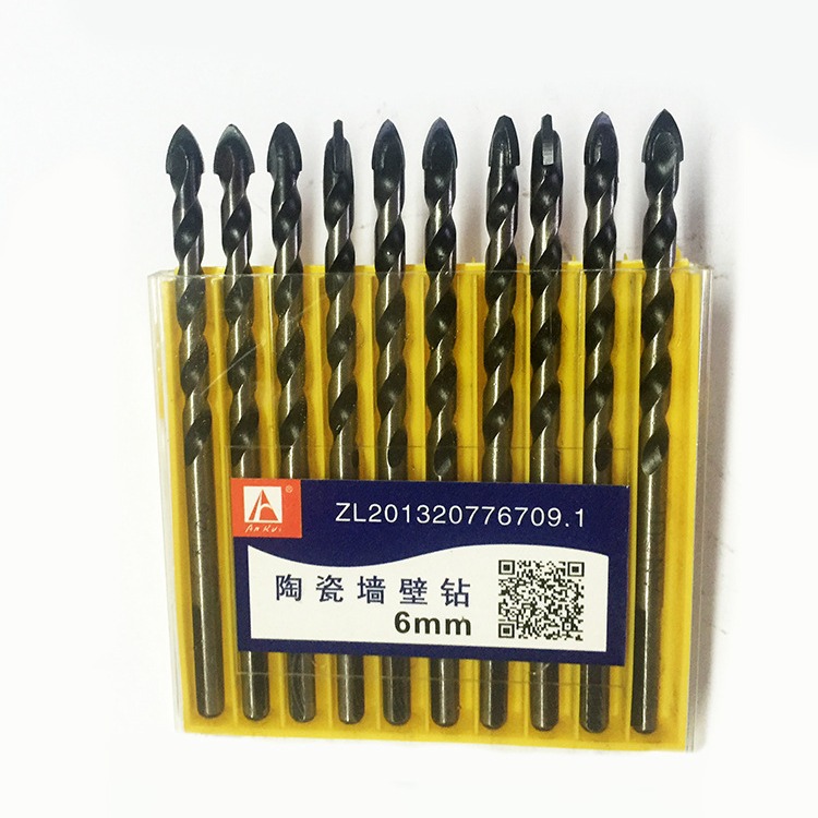 Ceramic tile alloy triangular drill bit 6mm, special rotary head for drilling holes in glass concrete cement walls, multi-functional hole opener full image