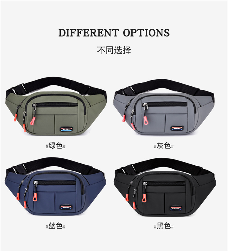 New cross-border running men's and women's waist bags with large capacity, waterproof and wear-resistant, 8-inch for casual travel Specification image