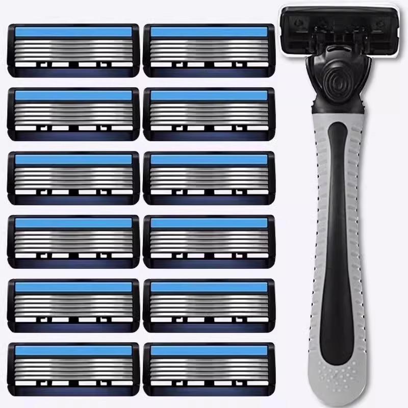 6-blade razor, manual men's beard knife, old-fashioned shaving blade holder, blade head undefined