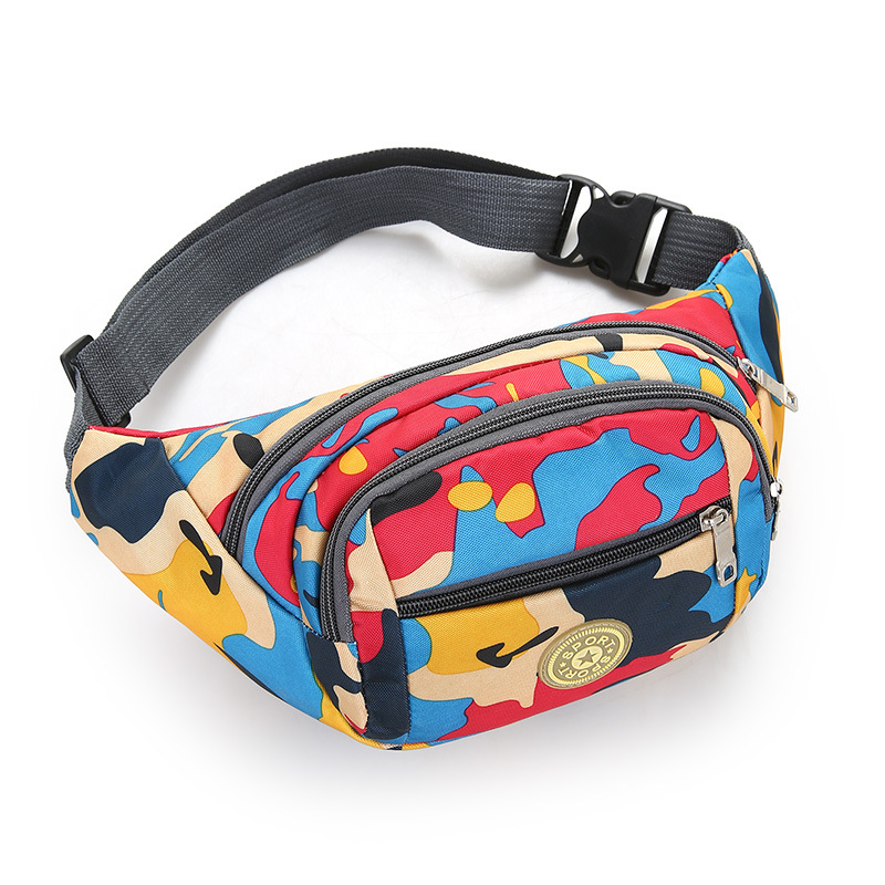 New multi-functional sports waist bag, waterproof for men and women, outdoor running, mobile phone chest bag, versatile camouflage Oxford cloth backpack full image
