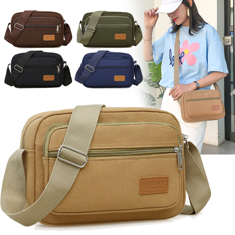New canvas men's bag, single-shoulder crossbody bag, men's casual bag, large-capacity commuting backpack manufacturer wholesale full image