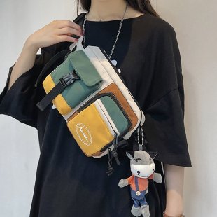 ins潮牌斜挎包男士单肩包 日系休闲潮流学生胸包个性尼龙运动腰包 undefined