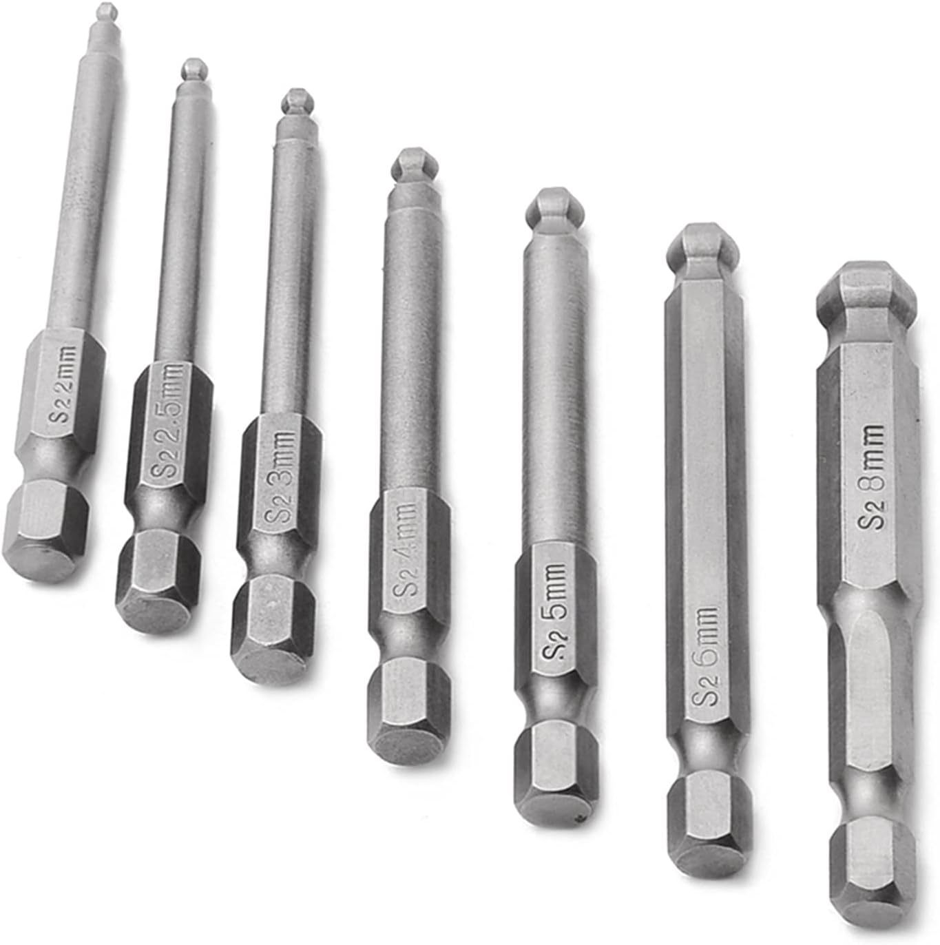 S2 alloy 1/4 handle screwdriver with hard ball head, air wrench, Allen wrench head, wrench tip, pneumatic wrench tip, hexagonal wrench Item Picture