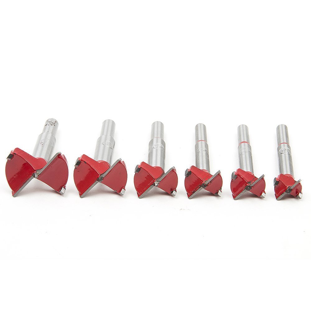 Red woodworking hole opener, extended hinge drill, alloy tungsten steel hole drill, plastic reaming drill bit, hand drill for hole opening Specification image