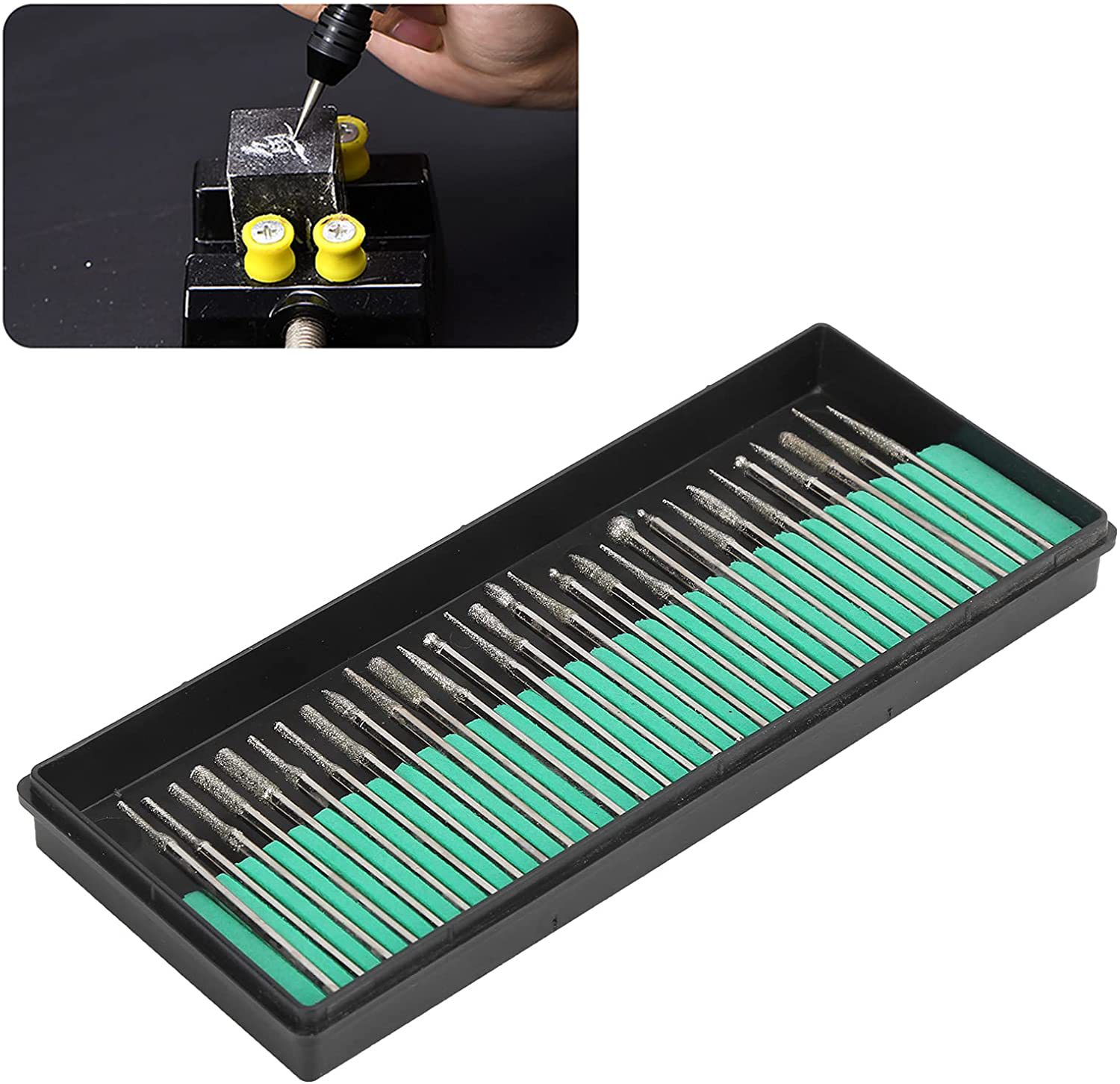 Diamond grinding head, alloy grinding head, polishing grinding needle, engraving head, 3MM diamond grinding rod set, grinding needle 30 full image