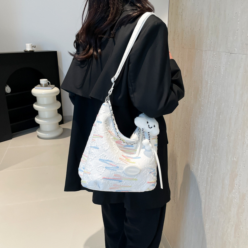 2024 New women's bag: Fashionable and versatile single-shoulder crossbody bag, large-capacity casual canvas bag, student commuting bag for classes Specification image