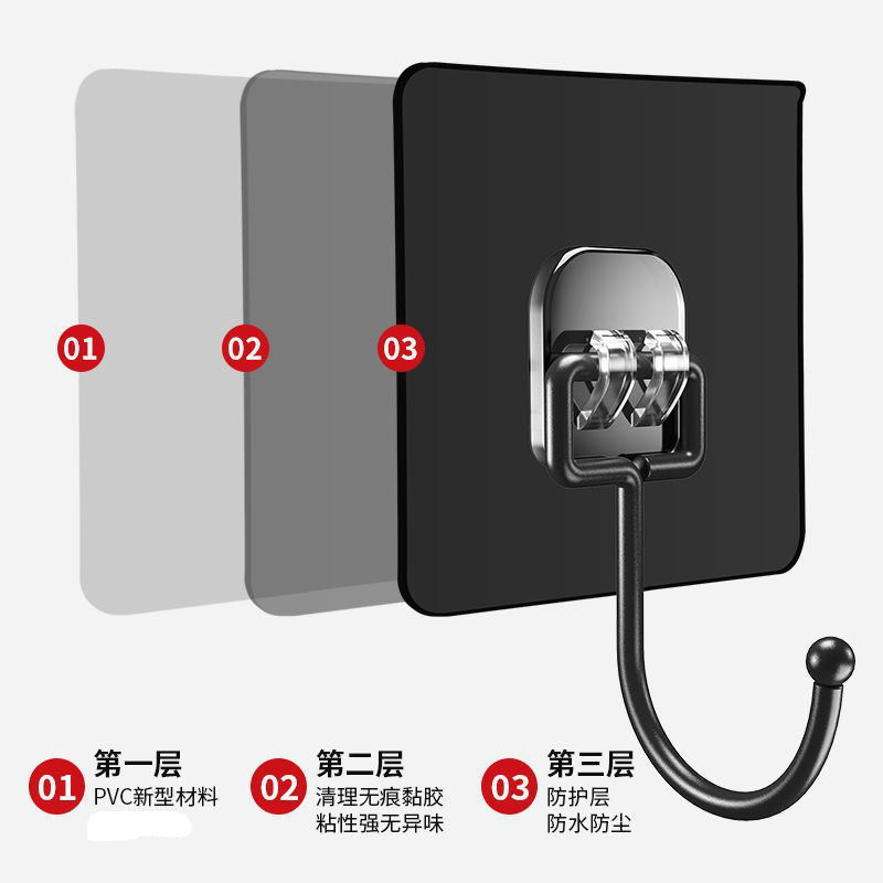 Sticky hook, no need for drilling, strong acrylic self-adhesive, kitchen door, bathroom wall, transparent and seamless, large hook Specification image