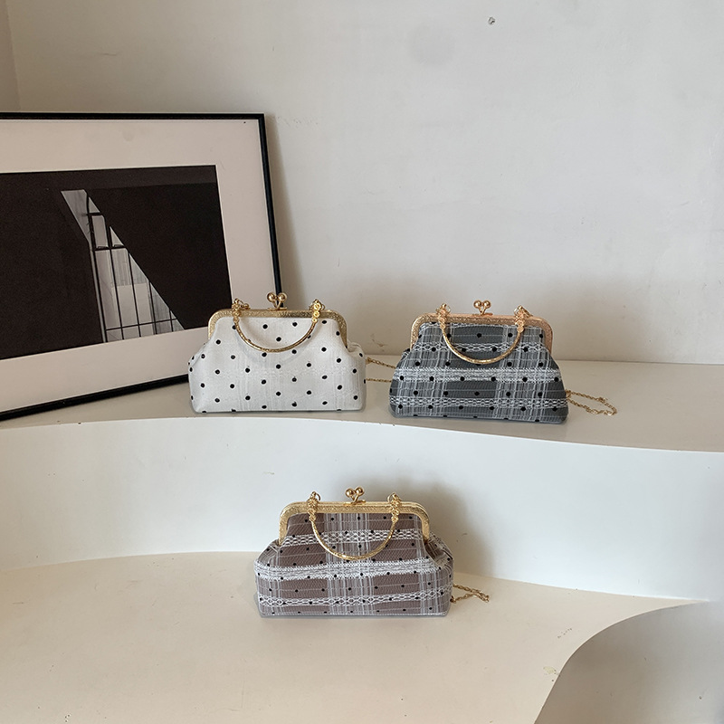Fashionable bamboo joint handbag 2024 autumn new lace polka dot shell bag chain commuter crossbody single-shoulder bag Application Scenario