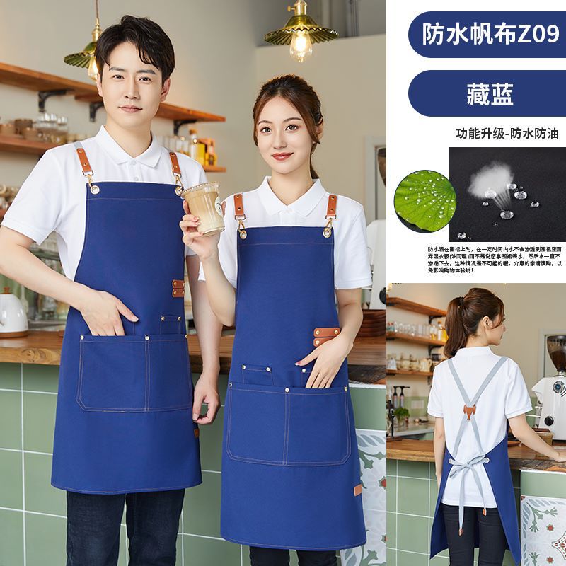 防水防油专用厨房帆布围裙一件起批耐磨高颜值高级工作服围腰定制详情图10