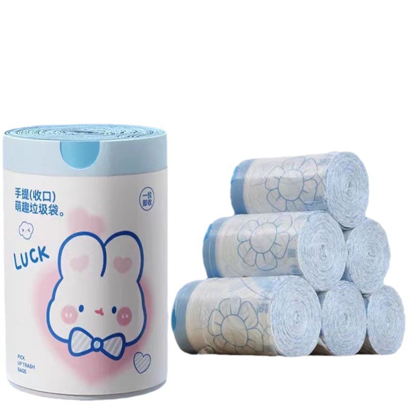 Blue Heart Rabbit disposable garbage bag, household thickened hand-held kitchen special drawstring large cleaning bag Item Picture