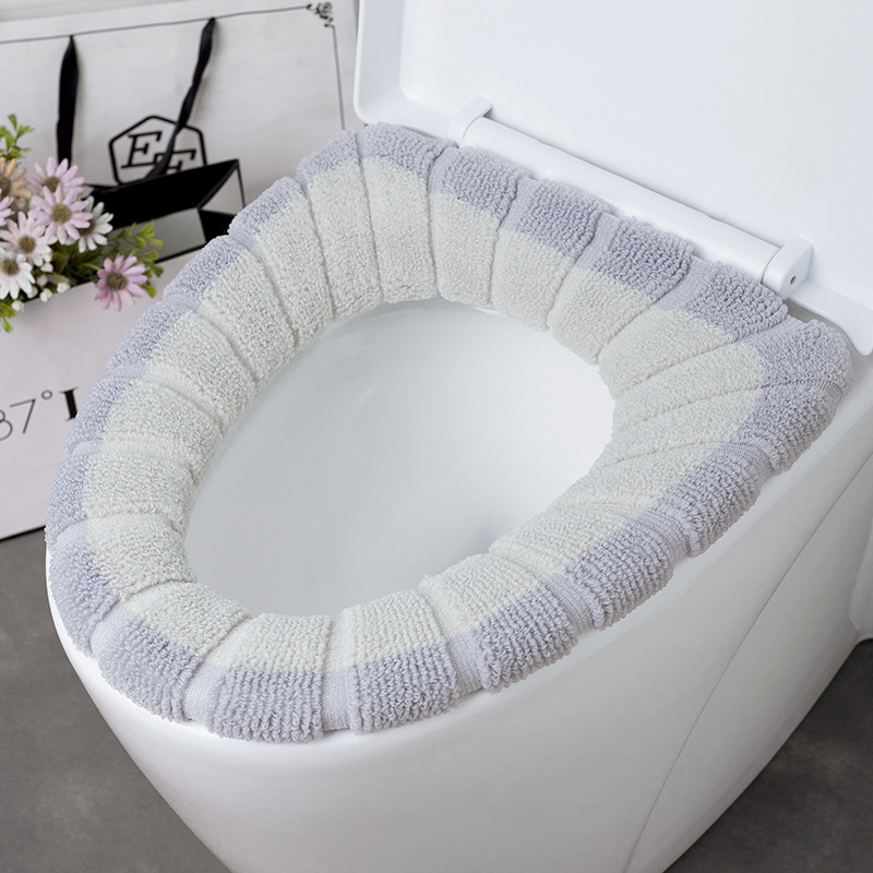 Toilet seat cushion, O-shaped knitted toilet seat, thickened washable toilet cover, toilet seat cover, household cartoon toilet seat undefined