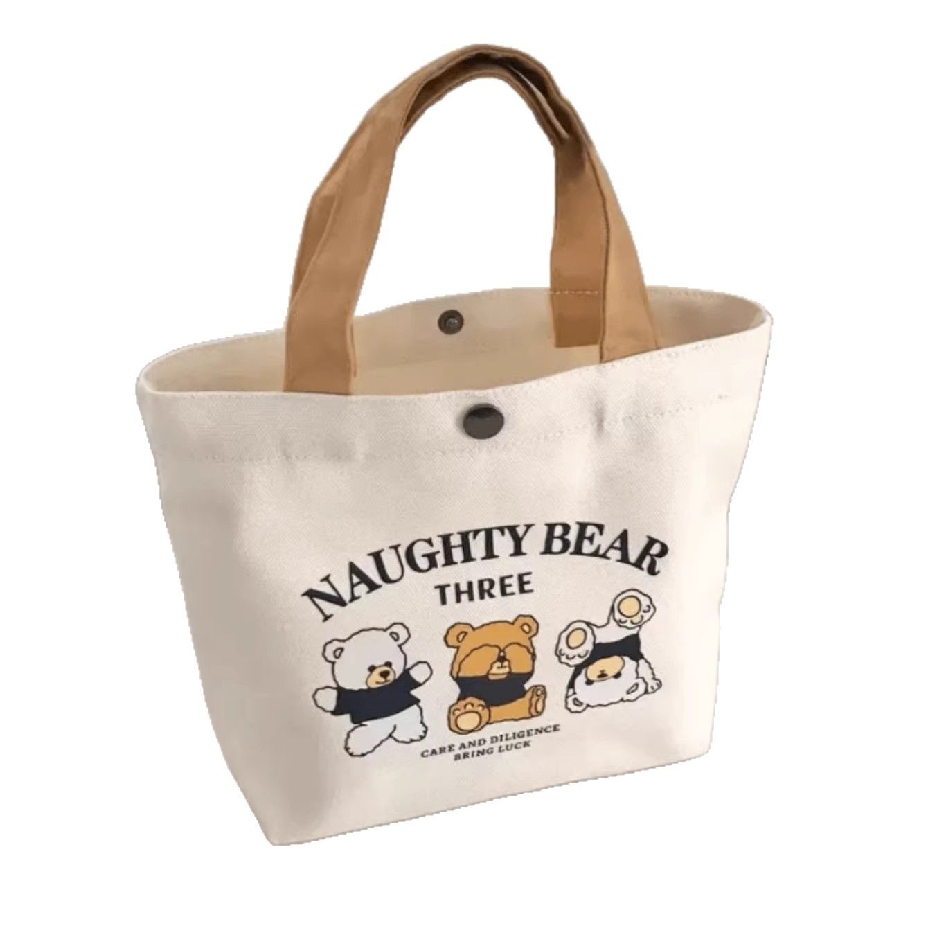 New bear canvas bag for female students, portable for work, small size, hand-held bento bag, handbag, canvas bag, gift bag Item Picture