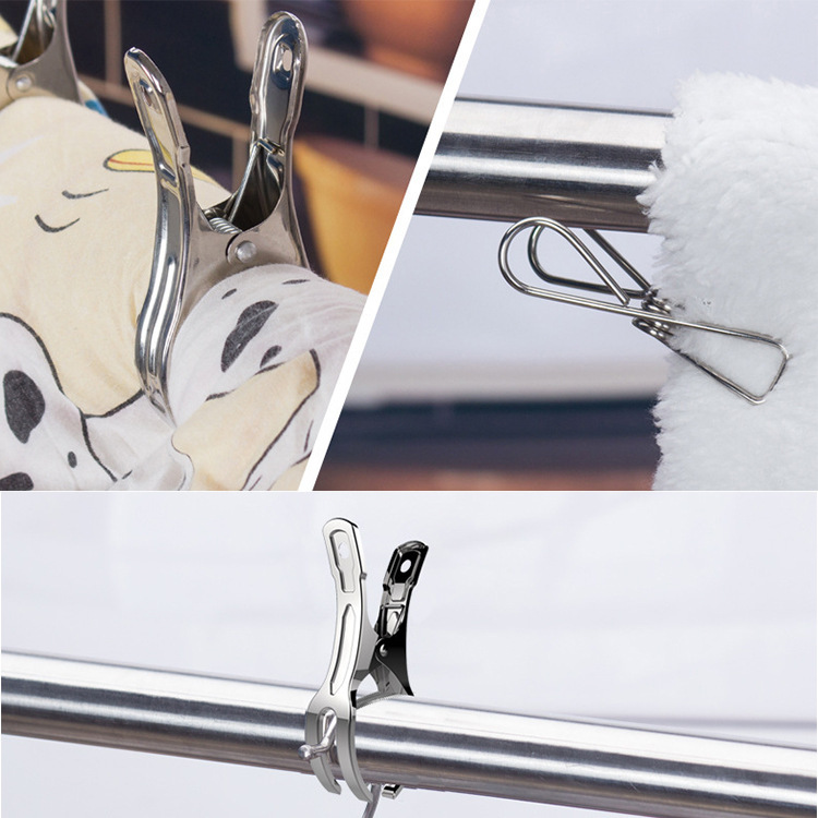 Stainless steel windproof large quilt clip, spring sock clip, trouser clip, quilt drying and clothes drying clip, Guangkai Application Scenario