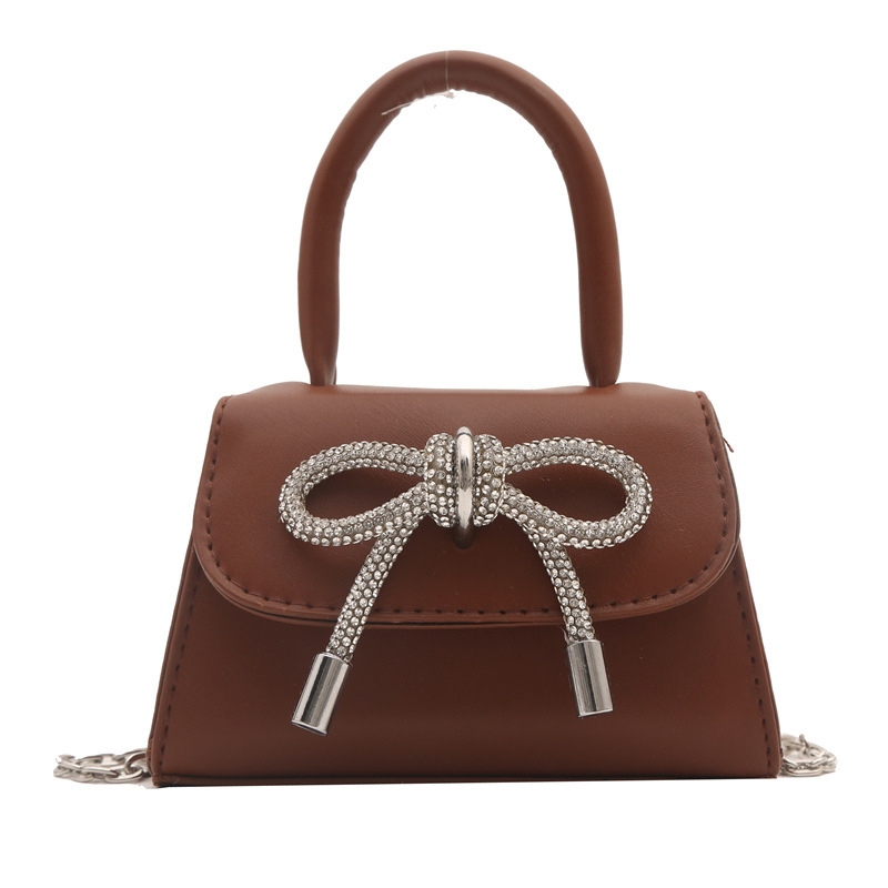 Candy-colored bow girls are trendy and stylish. This year, patent leather shiny chain personalized crossbody single-shoulder small square bags are in vogue undefined