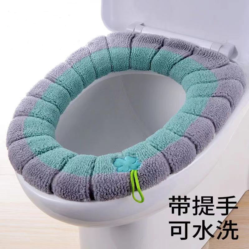 Toilet seat cushion, O-shaped knitted toilet seat, thickened washable toilet cover, toilet seat cover, household cartoon toilet seat undefined