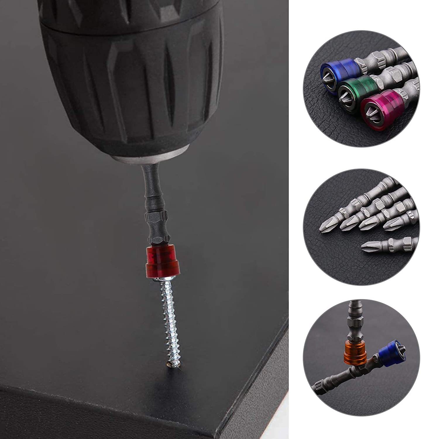 Five-color magnetic ring double-head screwdriver, strong magnetic screwdriver, cross-shaped air screwdriver, electric screwdriver, 65mm long 5-piece set Item Picture