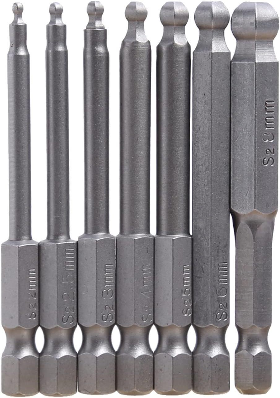 S2 alloy 1/4 handle screwdriver with hard ball head air screwdriver, hexagon socket screwdriver tip, screwdriver nozzle and pneumatic screwdriver nozzle set undefined