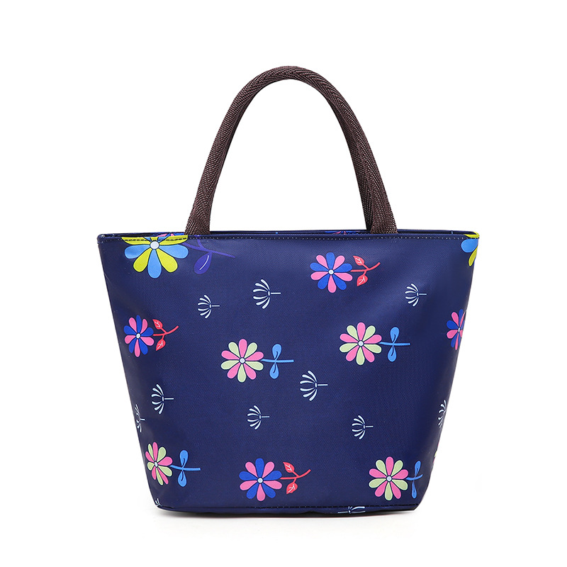 Waterproof hand-held flower cloth bag, bento bag, hand-held lunch box bag, mommy bag, small square bag, lunch bag, vegetable bag, street stall bag undefined