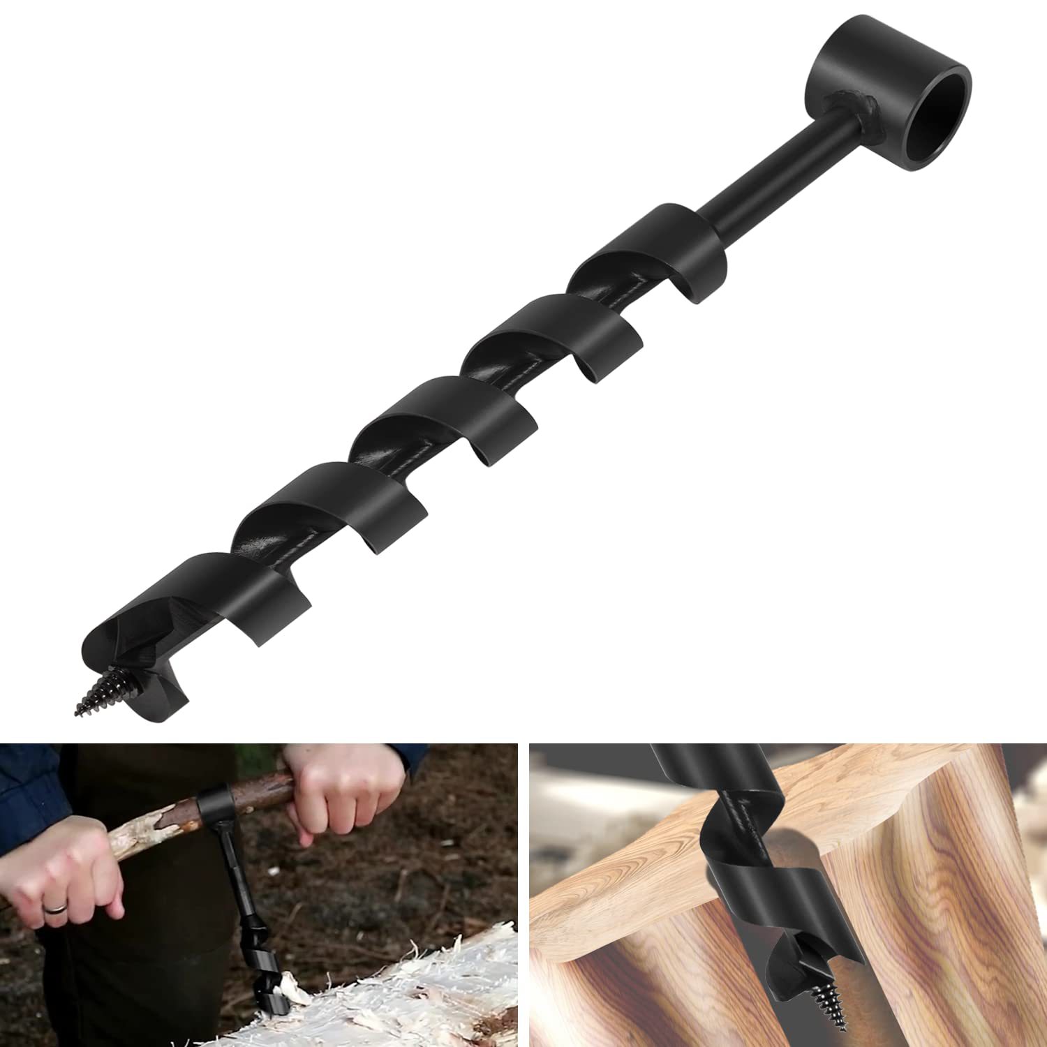 Manual deep hole support drill, special hexagonal handle hand electric drill for woodworking, extended twist drill, wood hole puncher details Picture