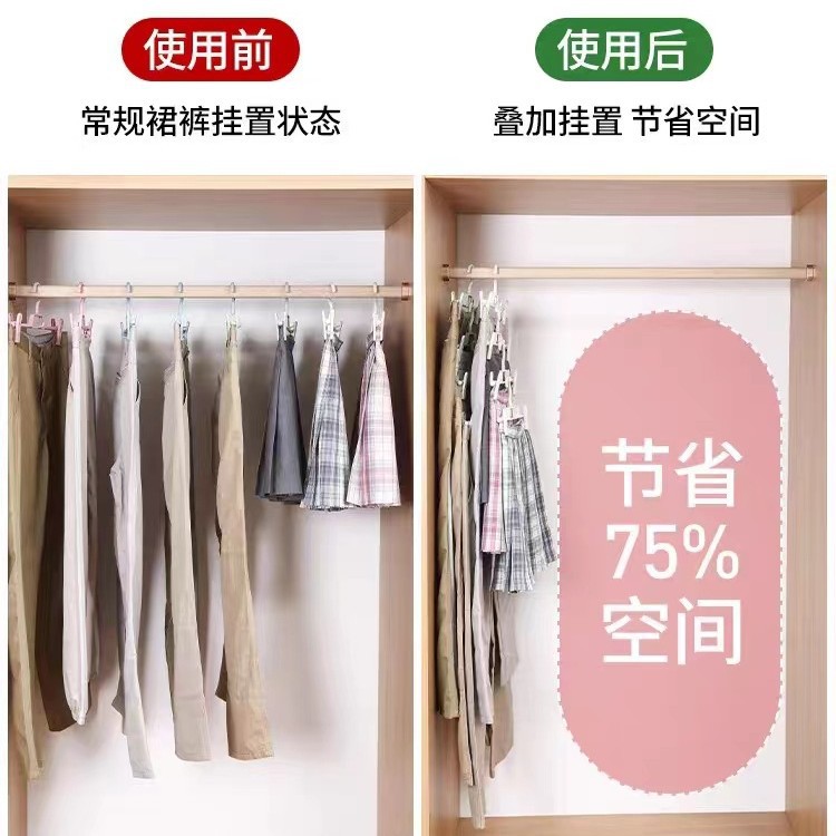 Seamless home trouser rack, trouser clip, plastic anti-slip belt clip, clothes hanger, skirt drying clip, multi-functional storage clip Specification image