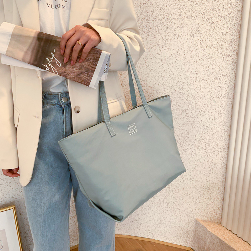 Korean style ins simple large-capacity Oxford cloth bag, class commuting bag, tote bag, canvas hand bag, shoulder bag, women's bag details Picture