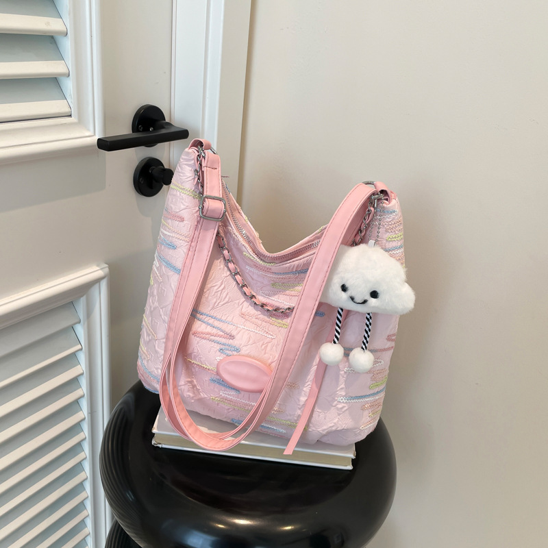 2024 New women's bag: Fashionable and versatile single-shoulder crossbody bag, large-capacity casual canvas bag, student commuting bag for classes undefined