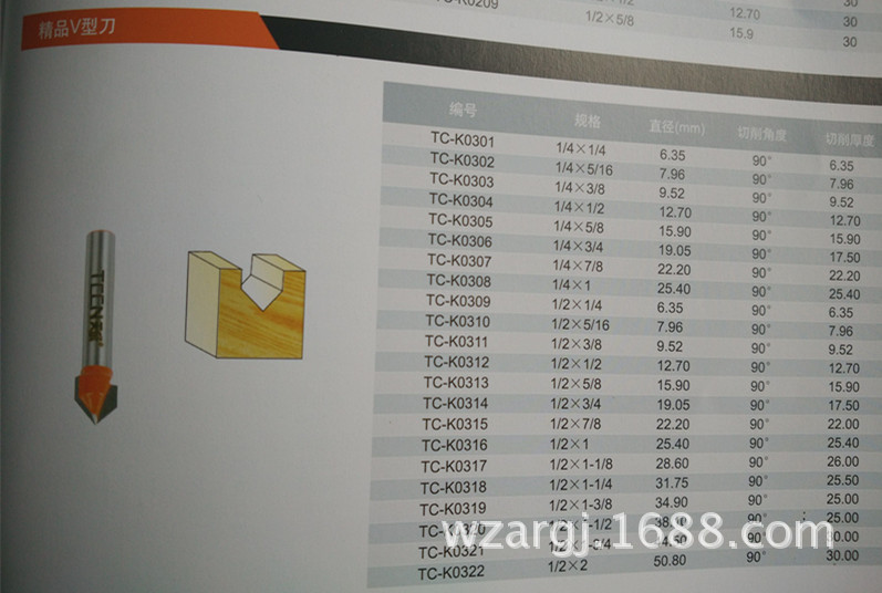 Tiancheng V-shaped cutting tools, industrial grade milling cutters, double-edge milling cutter series, premium grade Specification image