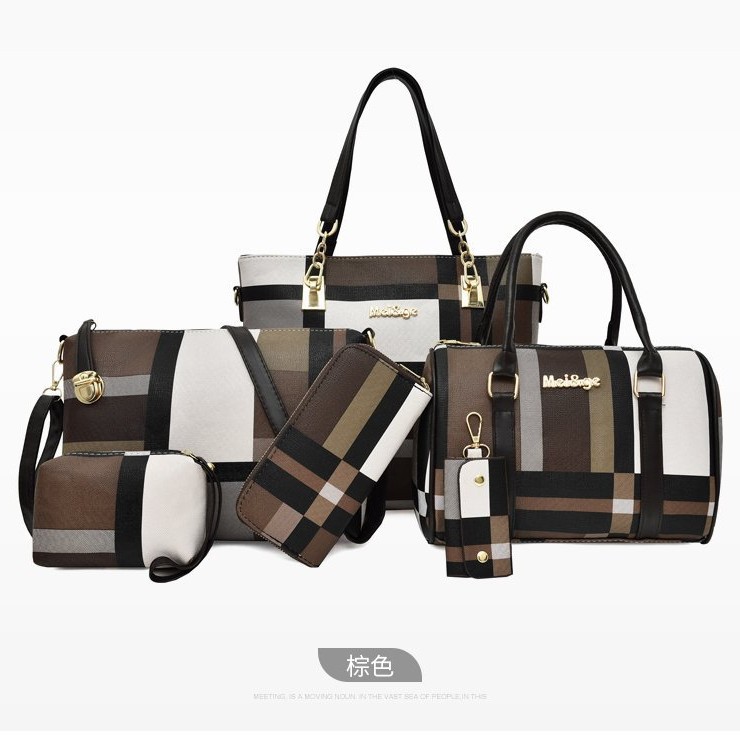 Women's bag 2023 New style trendy European and American fashion letter hand-held bag shoulder crossbody bag six-piece set wholesale from the manufacturer details Picture