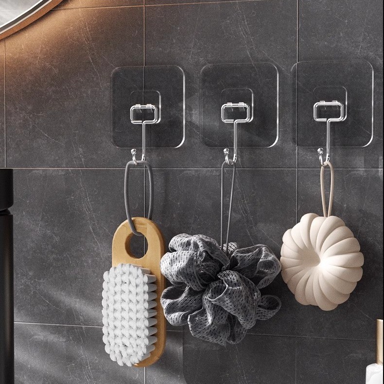 Sticky hook, no need for drilling, strong acrylic self-adhesive, kitchen door, bathroom wall, transparent and seamless, large hook undefined
