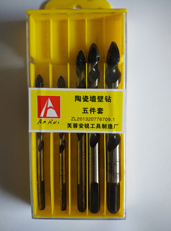 Extended woodworking ceramic tile glass cement wall body hole opener, impact flashlight, triangular drill bit 6-12mm set Specification image