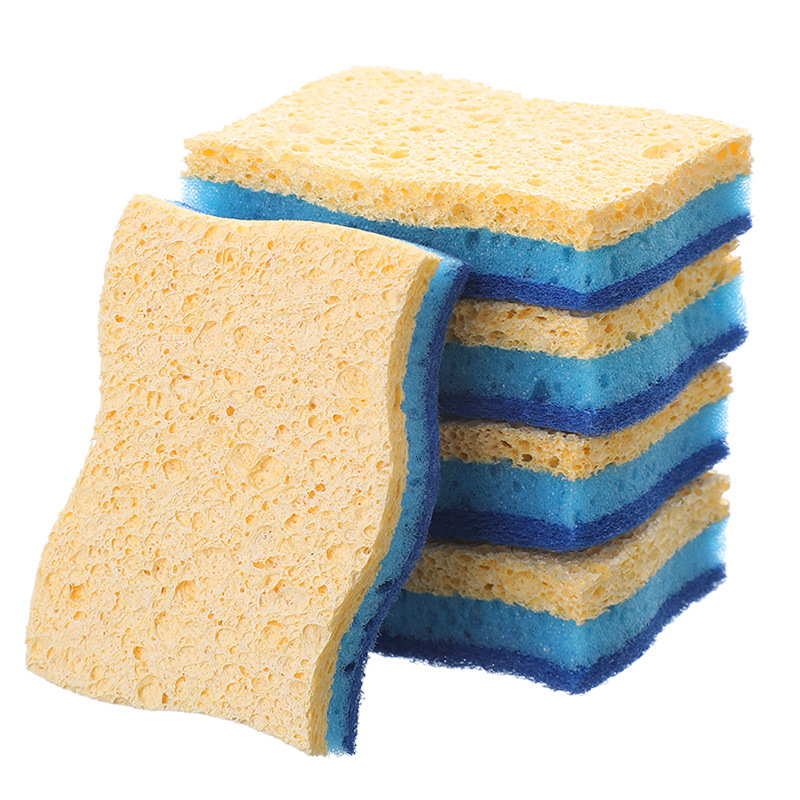 Wood pulp cotton dishwashing sponge, not easy to stick to oil, double-sided household cloth, kitchen dishwashing cloth, absorbent wood pulp cotton scouring pad undefined