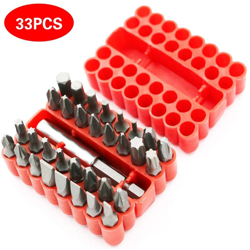 Electric screwdriver bit combination set, hexagonal plum blossom three-jaw and four-jaw one-head opening screw machine 33-piece set, electric drill accessories details Picture