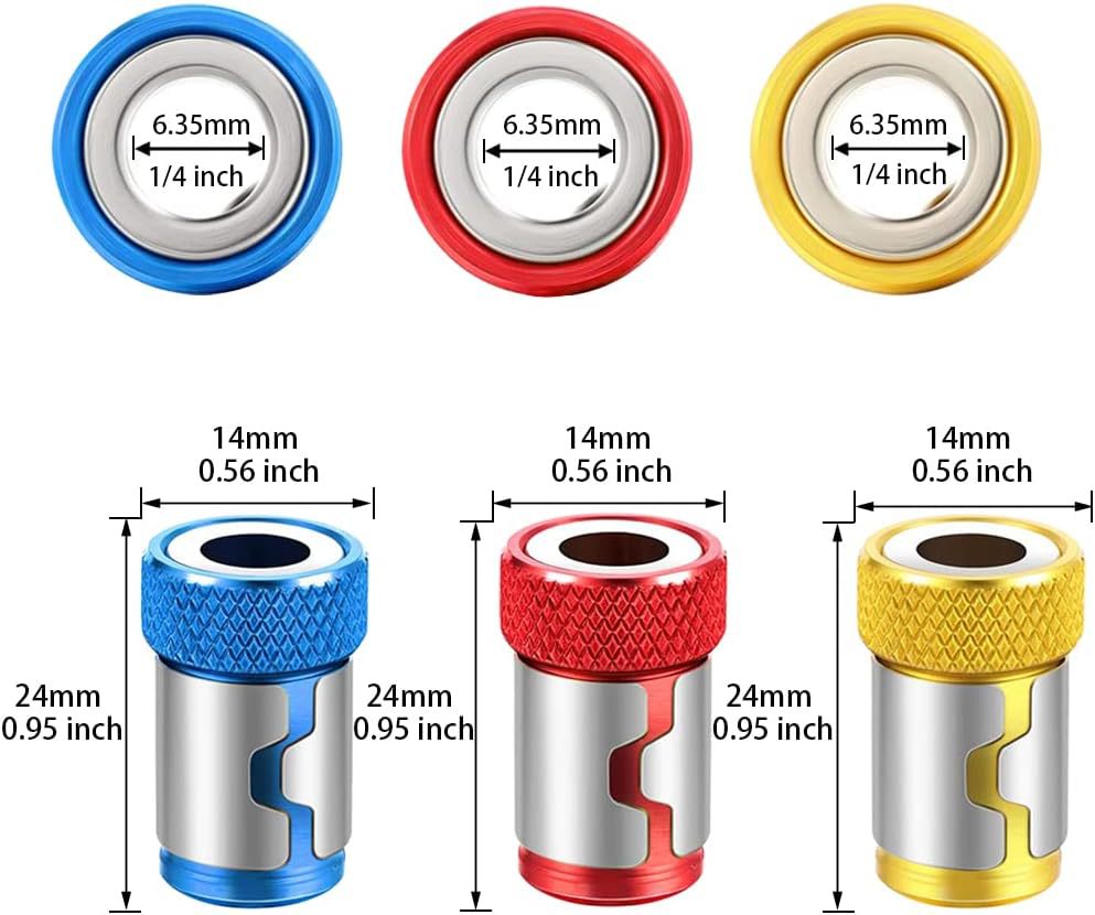Universal 1/4 batch head magnetic ring, nozzle, magnetic ring, color metal screwdriver head, positioning and magnetizing device, magnetic ring steel sleeve undefined