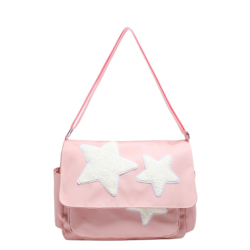 College Style Star Bag, Women's large-capacity five-pointed star canvas bag, student class bag, single-shoulder crossbody bag, tote bag undefined