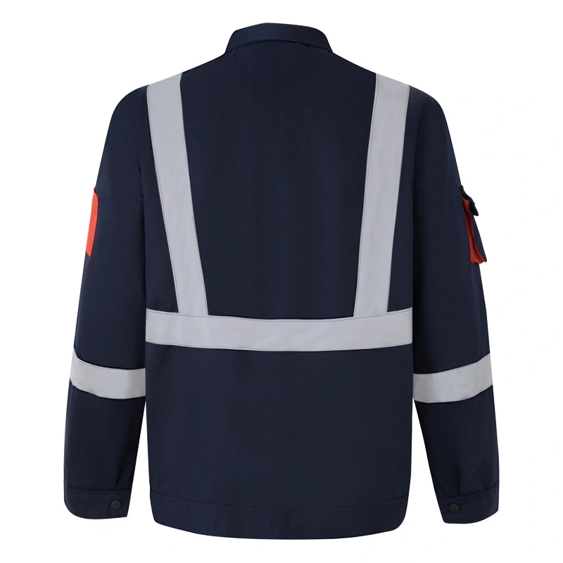 Export European code polyester-polyester twill long-sleeved reflective strip two-piece work clothes, auto repair work clothes, workshop factory uniforms, labor protection clothing, spring and autumn long-sleeved work clothes, men's dirt-resistant and wear-resistant labor protection clothing wholesale, auto repair clothing, workshop factory uniforms, construction site uniforms detail image 5