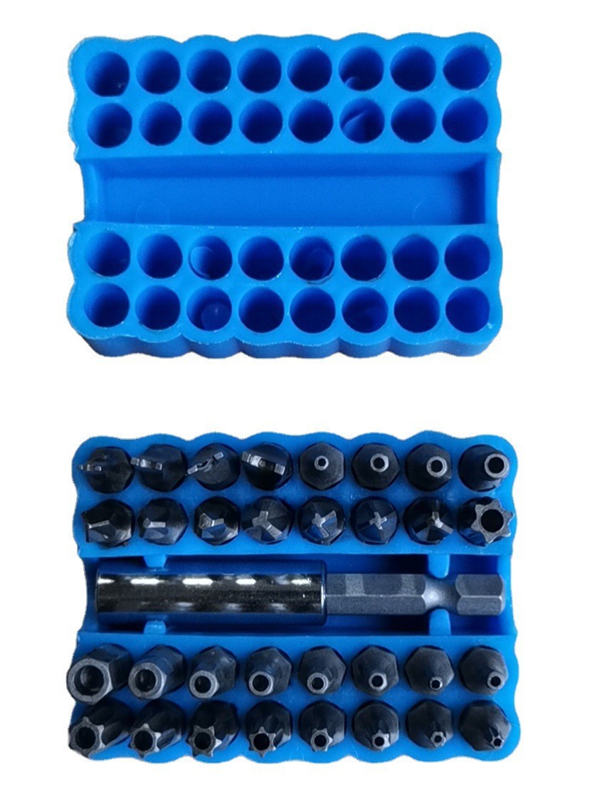 Electric screwdriver bit combination set, hexagonal plum blossom three-jaw and four-jaw one-head opening screw machine 33-piece set, electric drill accessories undefined