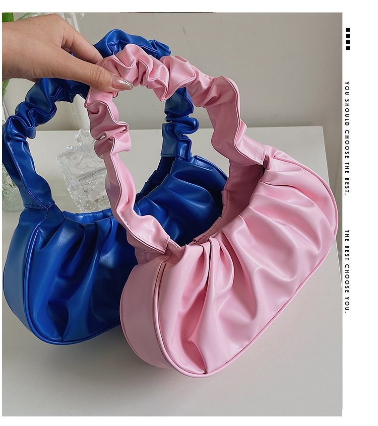 "Bag Girl 2022 New Korean-style single-shoulder dumpling bag, French bag, fashionable cloud bag, pleated hand-held armpit bag. undefined