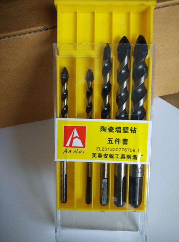 Extended woodworking ceramic tile glass cement wall body hole opener, impact flashlight, triangular drill bit 6-12mm set details Picture
