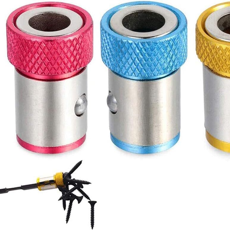 Universal 1/4 batch head magnetic ring, nozzle, magnetic ring, color metal screwdriver head, positioning and magnetizing device, magnetic ring steel sleeve details Picture