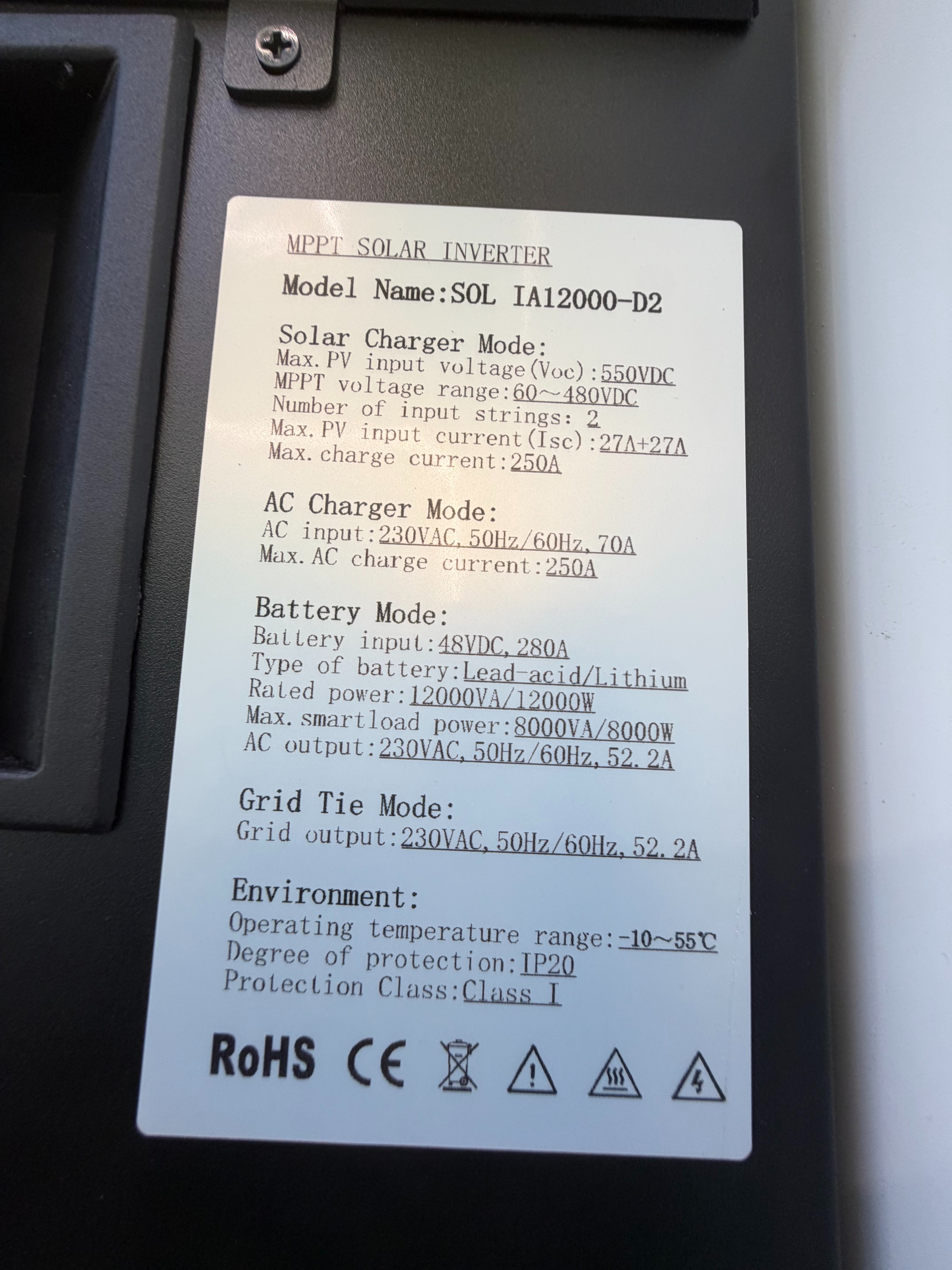 HUDA 12KW off-grid and grid-connected photovoltaic inverter 48V compatible lithium battery lead-acid 250A MPPT reverse control integrated machine details Picture